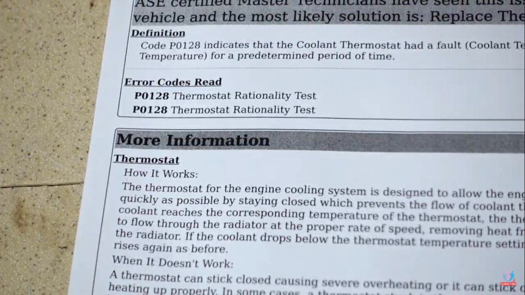  AutoZone P0128 Thermostat Rationality Test