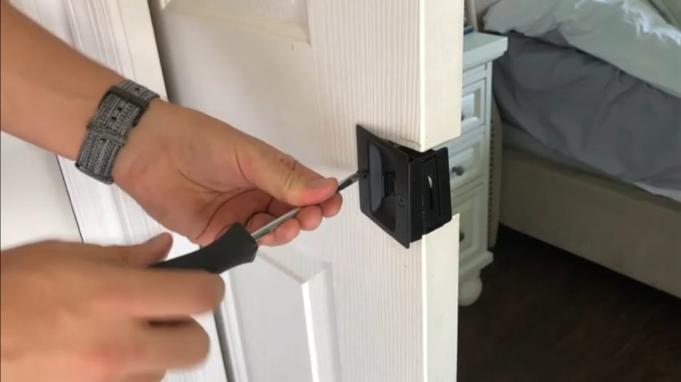 how to install pocket door lock on slide door