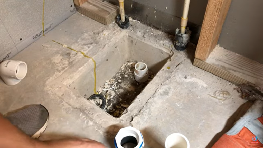 tub to shower conversion on concrete slab