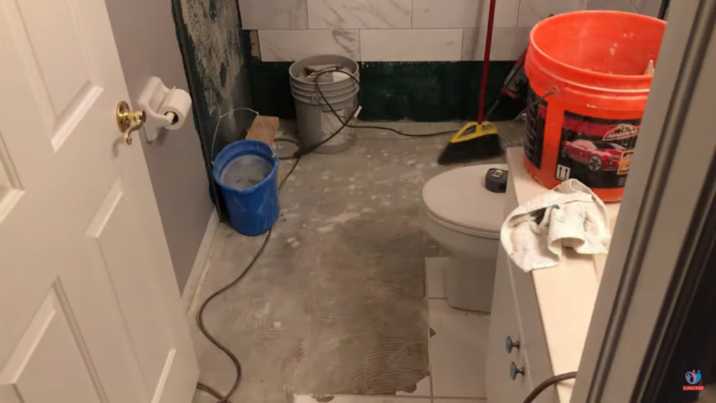 how to demo floor tile in bathroom